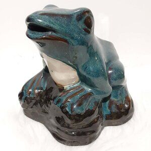 Large Pottery Frog Statue Figurine - Pond Spitter - Vintage MCM Mid Century